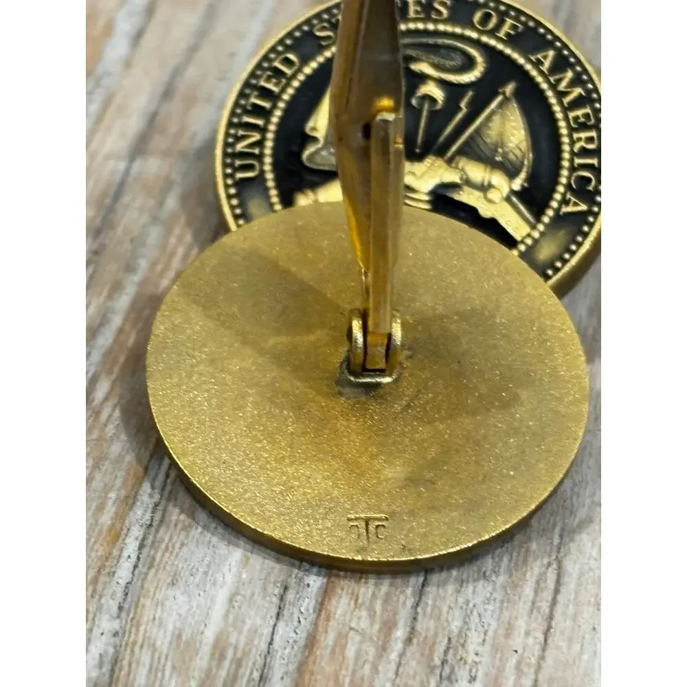 Vintage United States War Office Seal Cufflinks Gold Tone Black Military Style